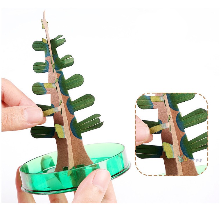 Brad Copac de Hartie Infloritor pe Apa, Flippy, Jucarie Brad Magic Infloritor de Craciun, Crestere Lenta in 8-24 h, Decoratiune de Craciun, 16.5 x 9.5 x 9.5 cm, Alb - imagine 3