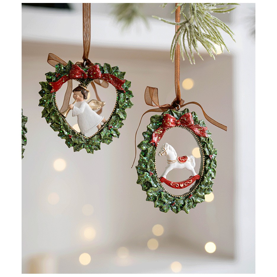 Decoratiune de Craciun, Flippy, pentru Brad, Model Ghirlanda cu Inger, 7.5 x 7.5 cm, din Rasina, Multicolor - imagine 3