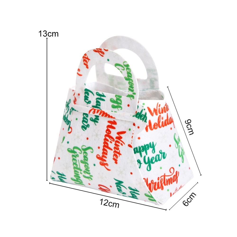 Geanta pentru Copii, Flippy, Pliabila, pentru Cadouri de Craciun, din Panza Netesuta, Mesaje de Craciun, 13 x 12 x 6 cm, Alb - imagine 4