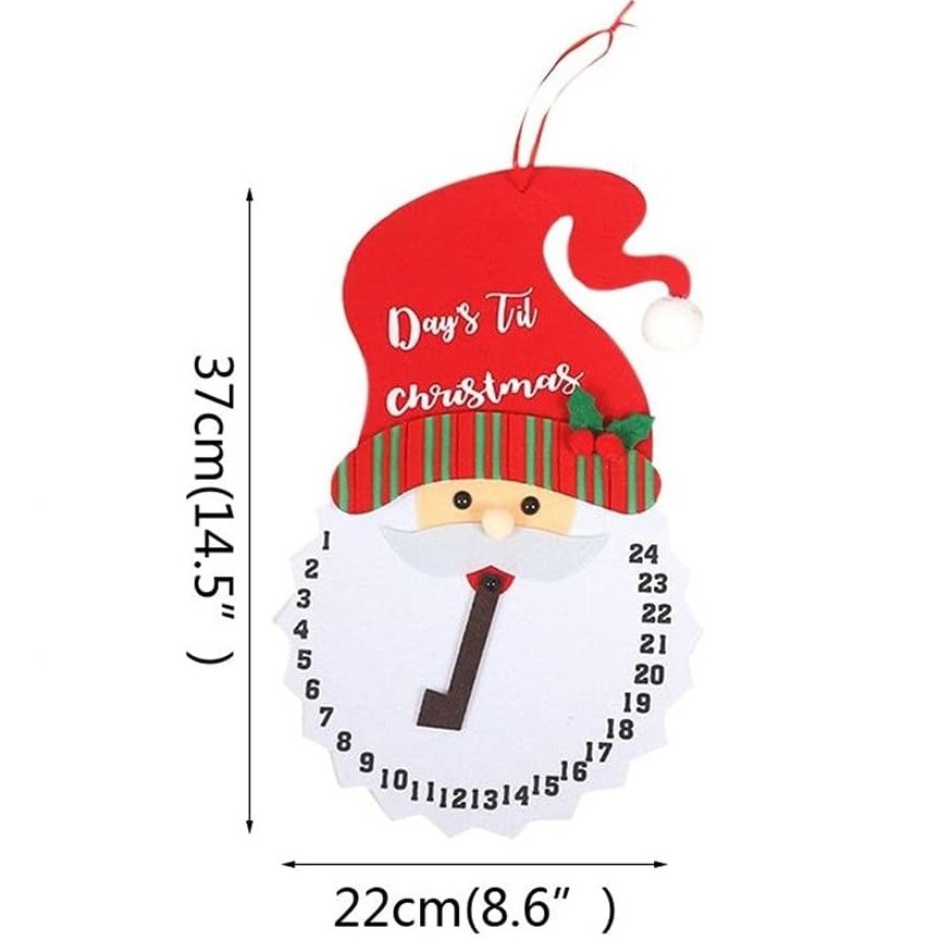 Decoratiune de Craciun Flippy, Advent calendar, numara zilele pana la Craciun, model Mos Craciun, material poliester, 37 x 22 cm, rosu - imagine 2