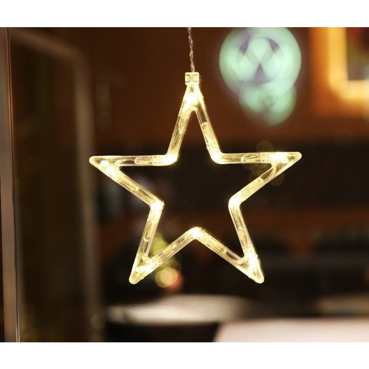 Decoratiune de Craciun Luminoasa in forma de Stea 19x18 cm, cu Ventuza, Alb Cald, Flippy - imagine 2