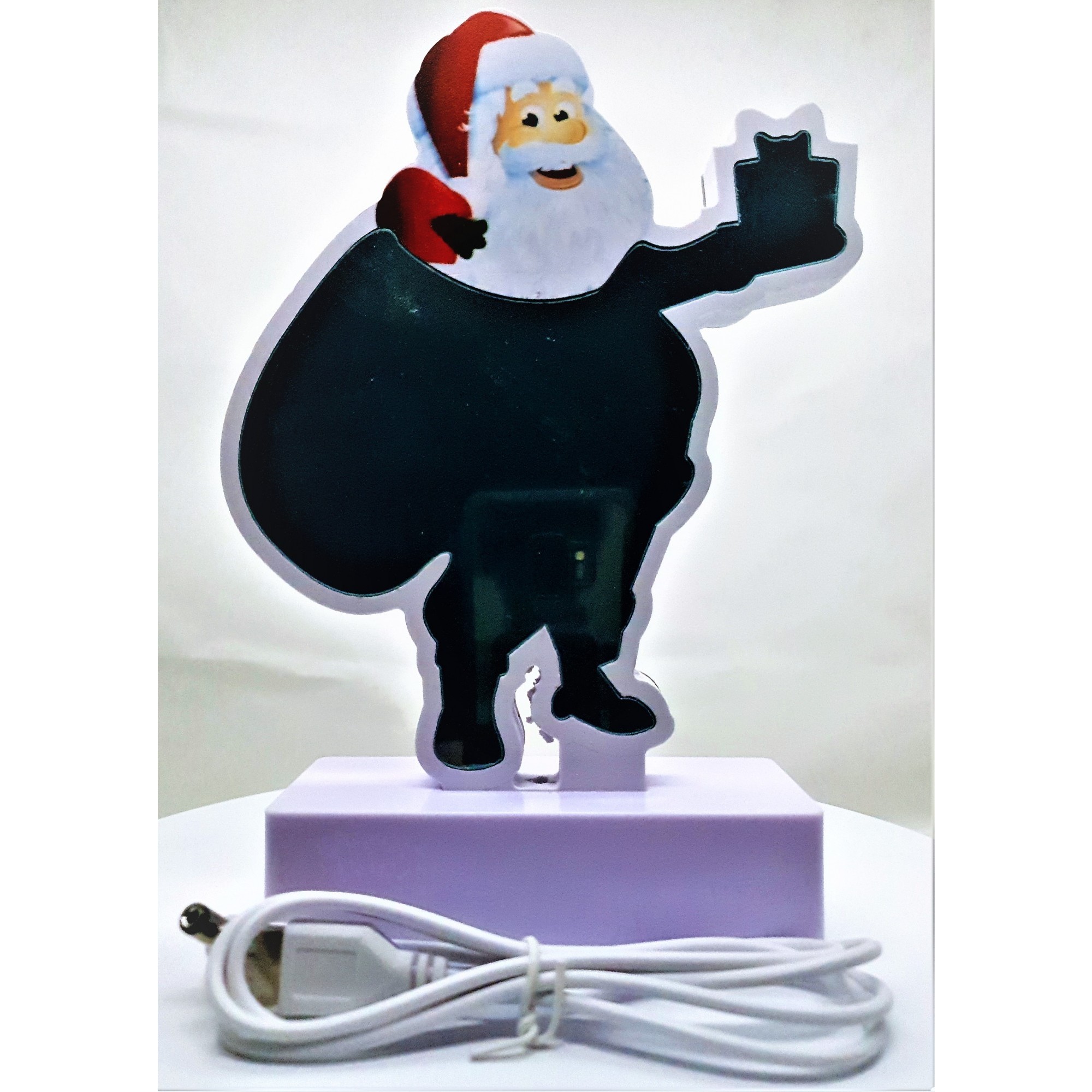 Decoratiune Luminoasa cu Baterii/USB Neon Model Mos Craciun 20 cm Alb Rece - imagine 4