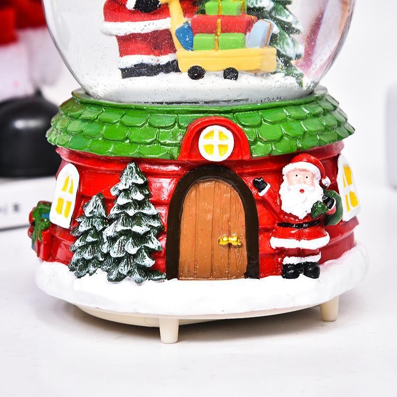 Decoratiune muzicala glob cu zapada, cu lumini si muzica, Mos Craciun, 12.5 cm, multicolor - imagine 4