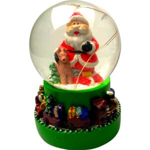 Decoratiune muzicala glob cu zapada, cu lumini si muzica, Mos Craciun, 13.5 cm, multicolor