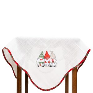 Fata de Masa Flippy, Material In Brodat, cu Motiv Trei Pitici, 85 x 85 cm, Alb