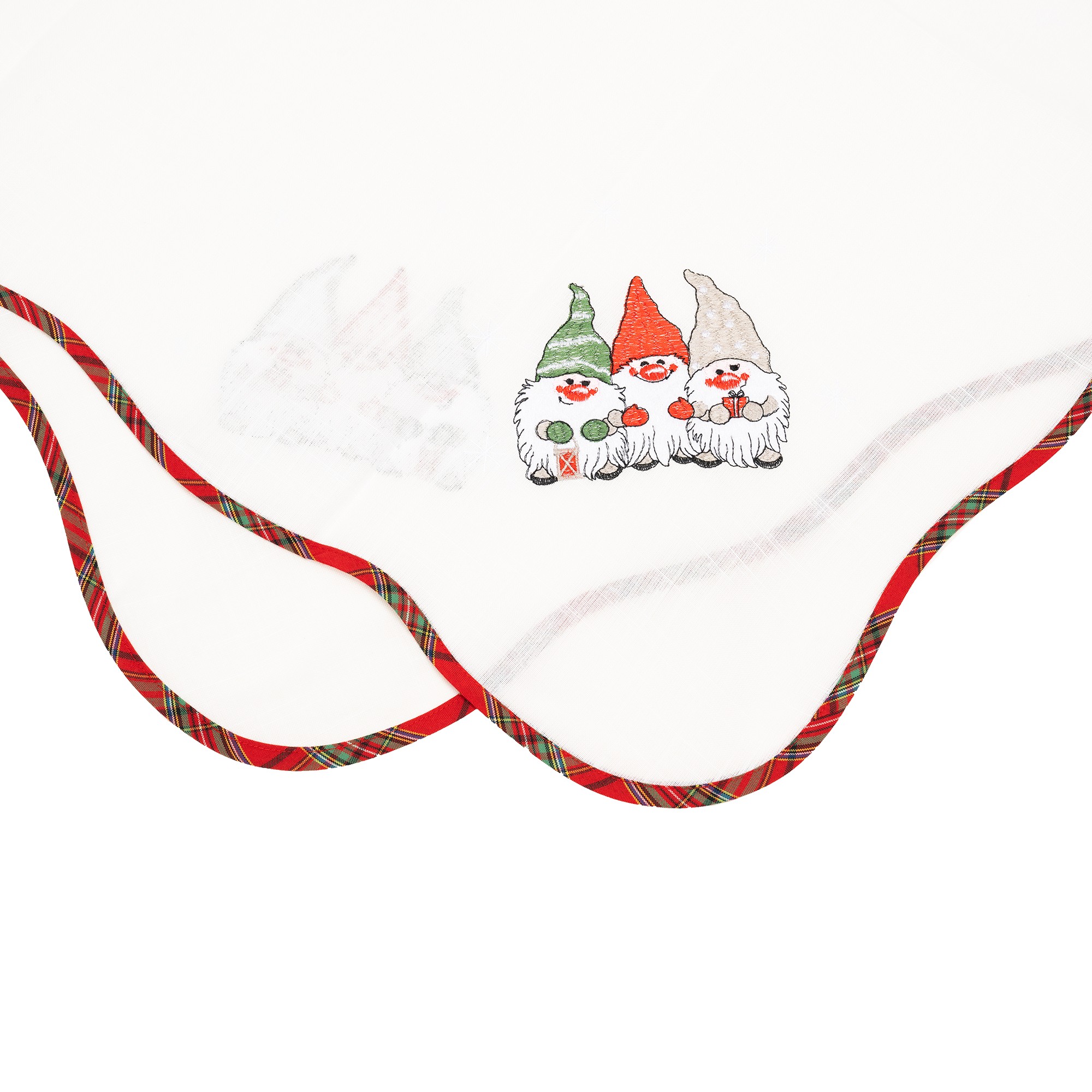 Fata de Masa Flippy, Material In Brodat, cu Motiv Trei Pitici, 85 x 85 cm, Alb - imagine 2