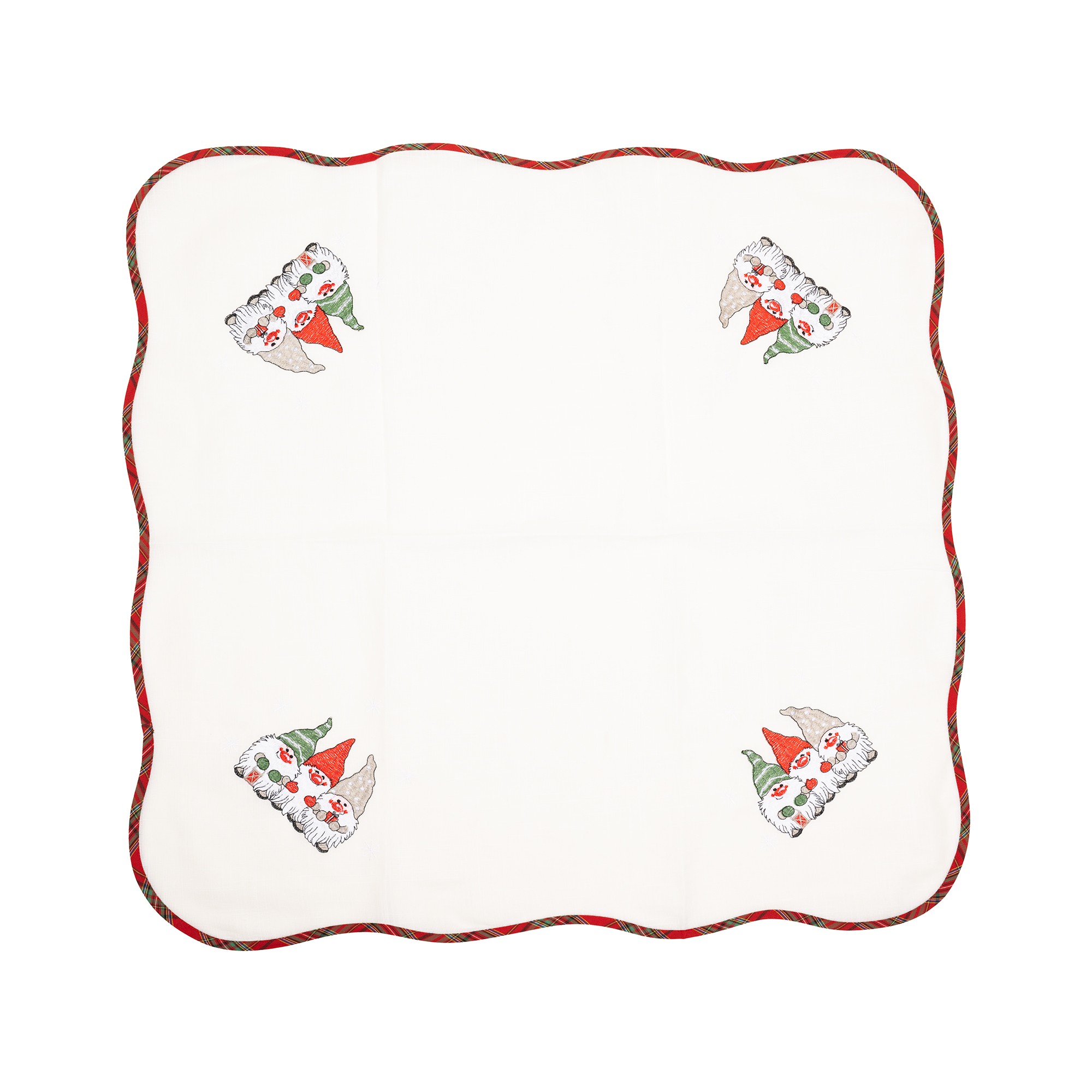 Fata de Masa Flippy, Material In Brodat, cu Motiv Trei Pitici, 85 x 85 cm, Alb - imagine 3