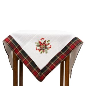 Fata de Masa Flippy, Material In Brodat, cu Motive de Craciun Ghetute, 180 x 40 cm, Alb