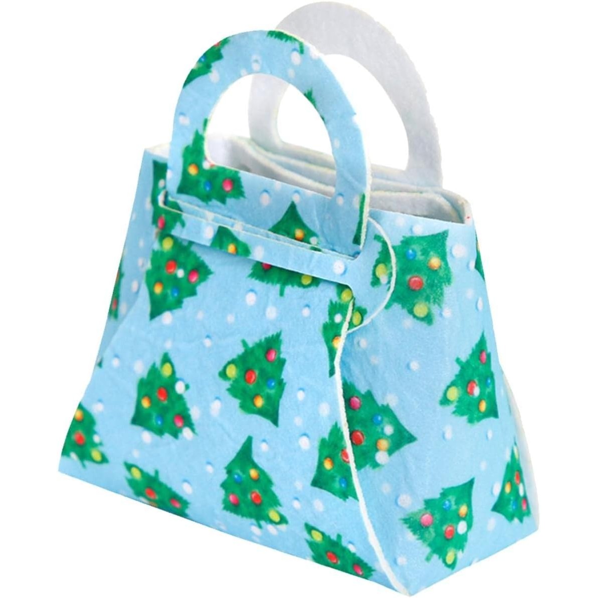 Geanta pentru Copii, Flippy, Pliabila, pentru Cadouri de Craciun, din Panza Netesuta, Braduti, 13 x 12 x 6 cm, Verde - imagine 4