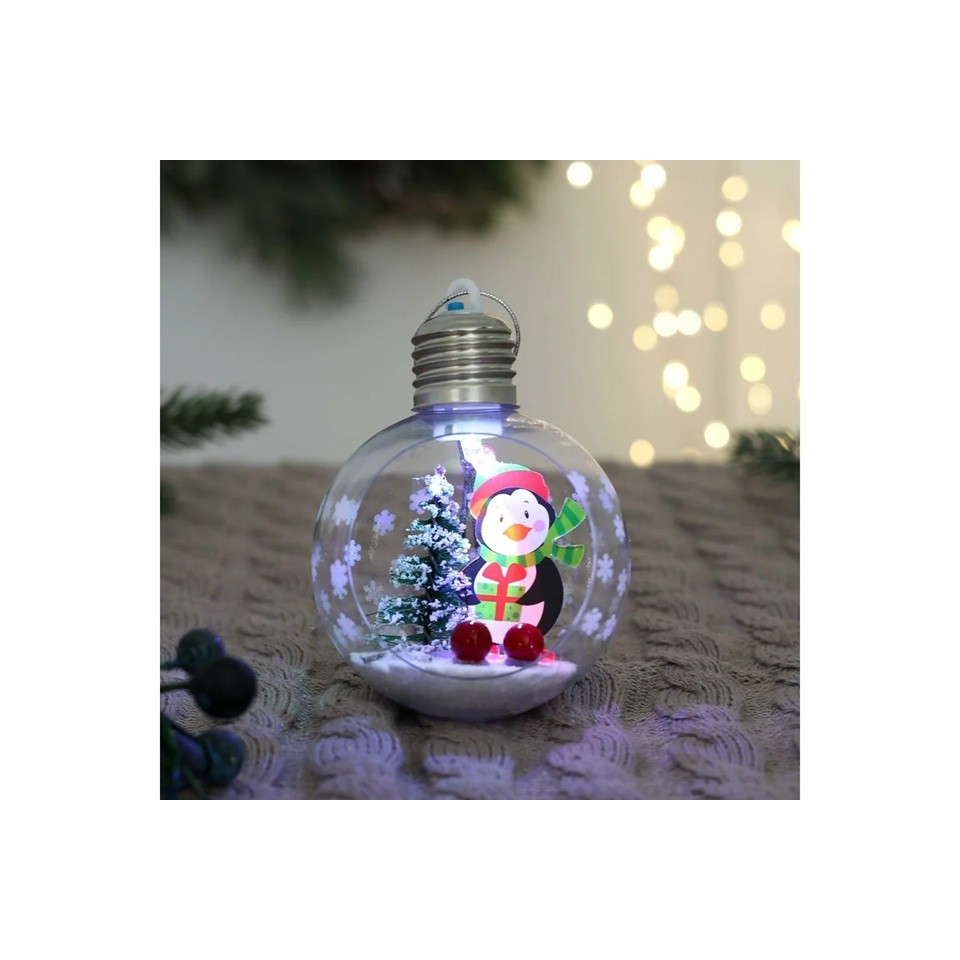 Glob de Craciun, Flippy, cu LED, Model Pinguin, 10 x 5 x 3 cm, Multicolor - imagine 4