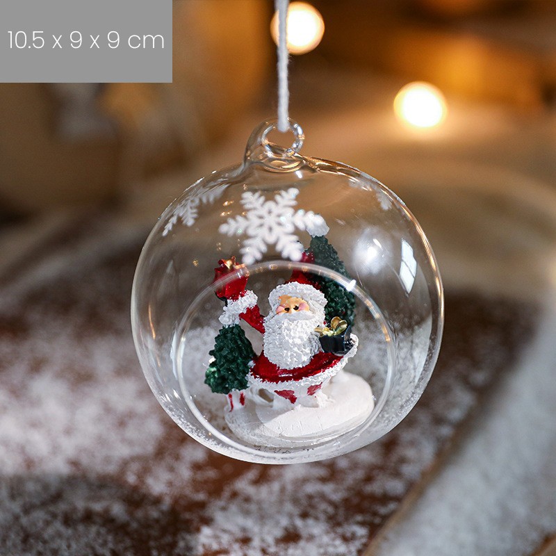 Glob pentru Bradul de Craciun, Flippy, Model Mos Craciun, Tip Pandativ, Glob Transparent Semi-Deschis, 10.5 x 9 x 9 cm, Transparent - imagine 2