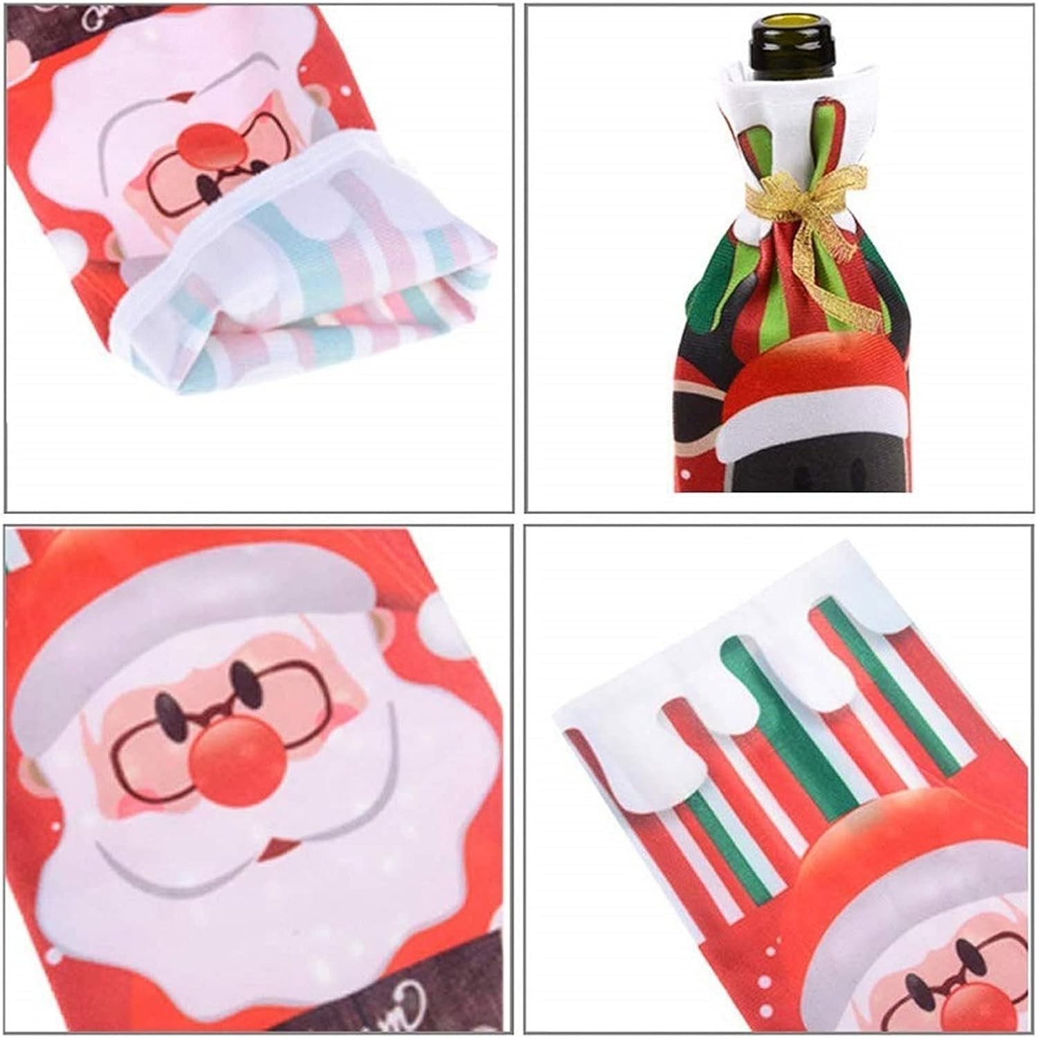 Husa Craciun pentru sticla de vin Flippy, tema Mos Craciun, material textil, 34 cm, multicolor - imagine 2