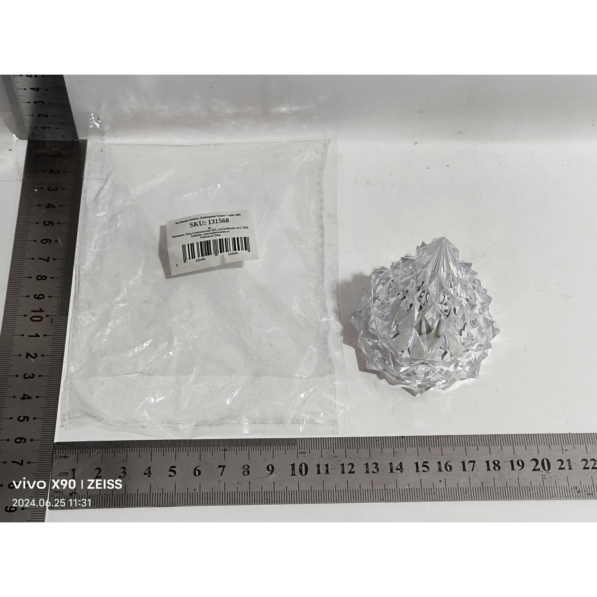 Lampa de Veghe, Flippy, Model IceBerg, cu Baterii, Lumina Rece, Transparent, 6.5x8 cm - imagine 2