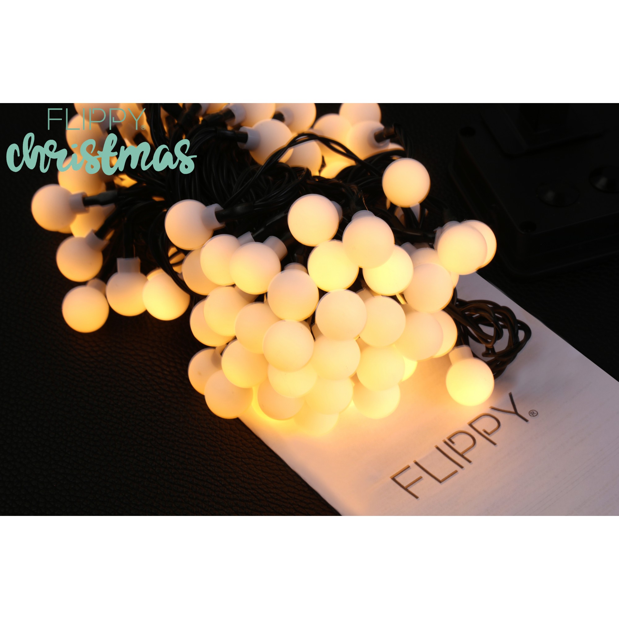 Instalatie Craciun, 5 metri, 20 de LED-uri cu ornament tip Bulb, 8 jocuri de lumini alb cald, cu energie solara, liniar, cablu verde, interior/exterior, Flippy - imagine 4