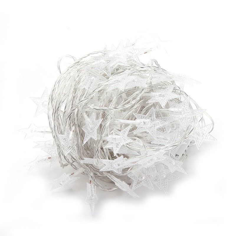 Instalatie Craciun cu baterii, 10 metri, 80 LED-uri tip Stea, fir Transparent, Multicolor, Flippy - imagine 3