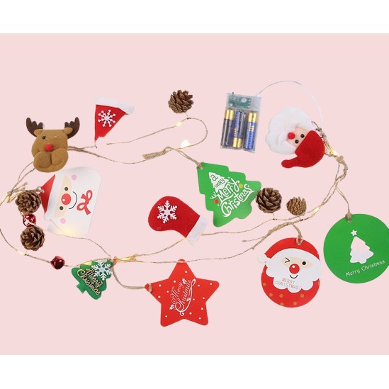 Instalatie Craciun cu baterii, 2 metri, 20 LED-uri tip Conuri de pin si figurine, Alb Cald, Flippy - imagine 2