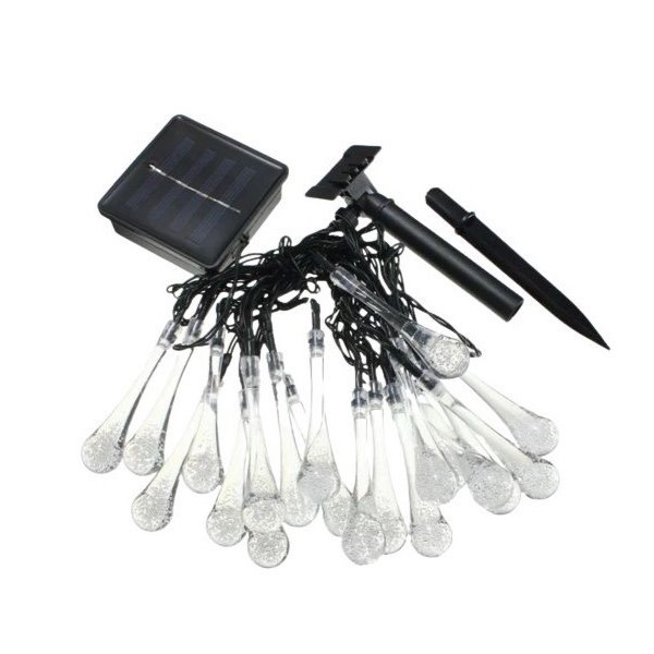 Instalatie Craciun, Tip Picaturi de apa, 20 Led-uri, 5 metri, Alb cald, Energie solara, Senzor de lumina, Flippy - imagine 4