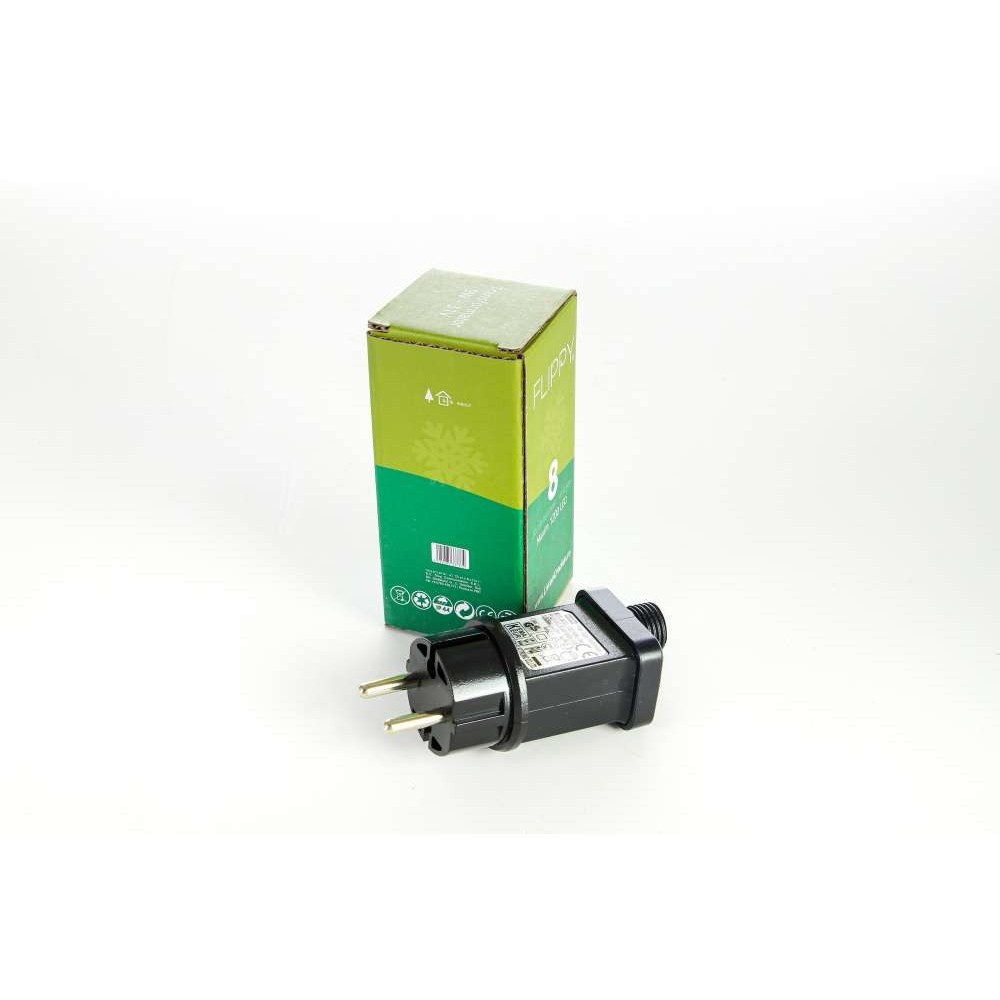 Instalatie de Craciun Flippy® Tip Franjuri, 8 jocuri de lumini cu transformator, 10 m, 286 LED-uri, Interconectabila, Fir Transparent, Alb Cald - imagine 3