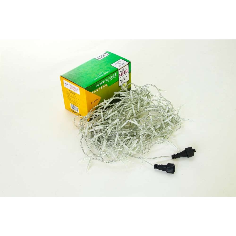Instalatie de Craciun Flippy® Tip Franjuri, 8 jocuri de lumini cu transformator, 10 m, 286 LED-uri, Interconectabila, Fir Transparent, Alb Cald - imagine 4