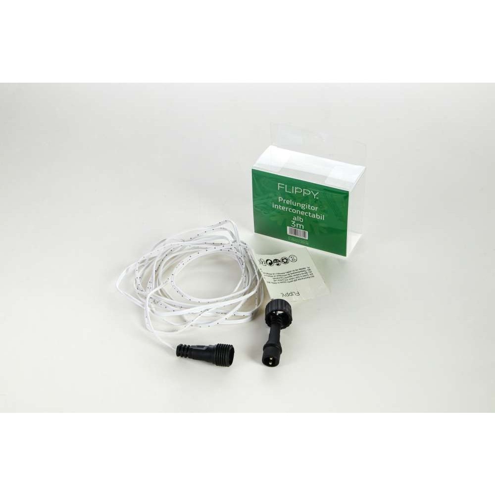 Instalatie de Craciun Flippy® Tip Franjuri, Flash, cu transformator, 10 m, 286 LED-uri, Interconectabila, Fir Alb, Alb Cald - imagine 2