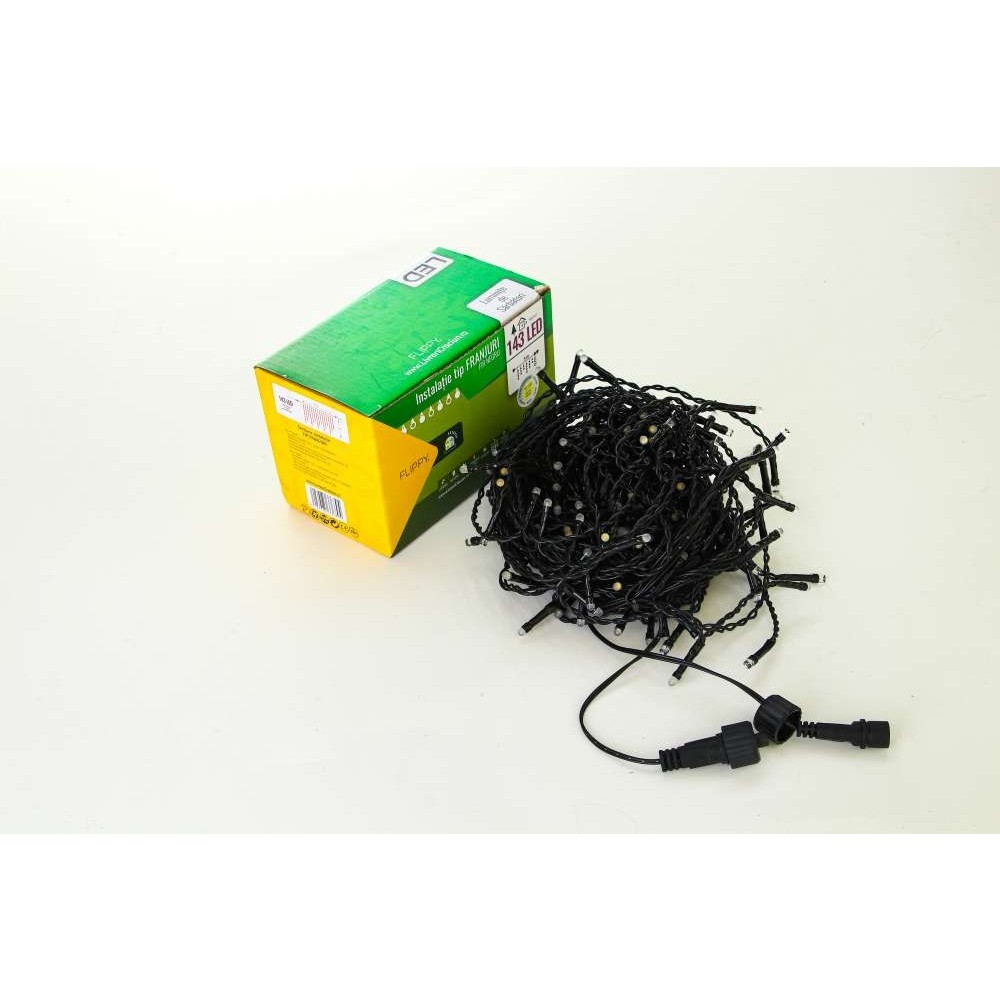 Instalatie de Craciun Flippy® Tip Franjuri, Flash, cu transformator, 10 m, 286 LED-uri, Interconectabila, Fir Negru, Alb Cald - imagine 4
