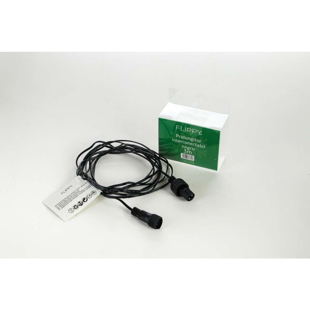 Instalatie de Craciun Flippy® Tip Franjuri, Flash, cu transformator, 10 m, 286 LED-uri, Interconectabila, Fir Negru, Alb Rece - imagine 2