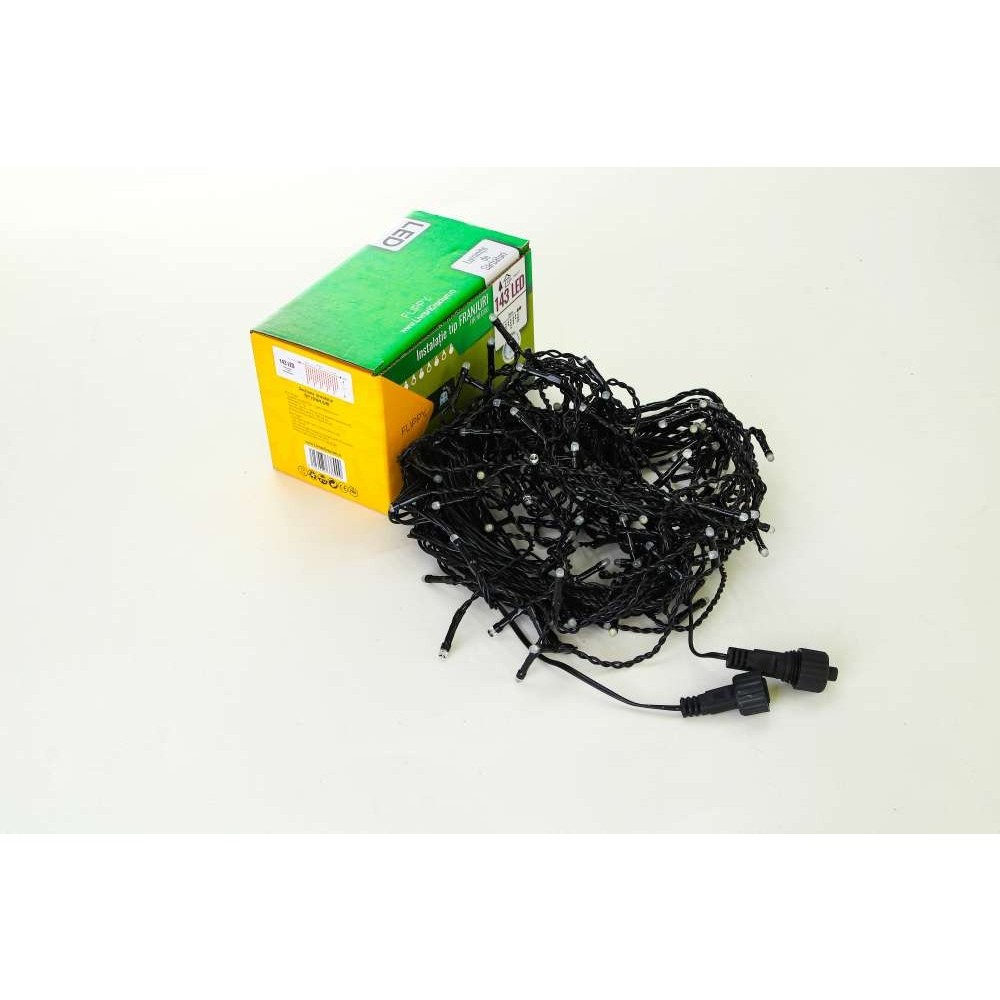 Instalatie de Craciun Flippy® Tip Franjuri, Flash, cu transformator, 10 m, 286 LED-uri, Interconectabila, Fir Negru, Alb Rece - imagine 3