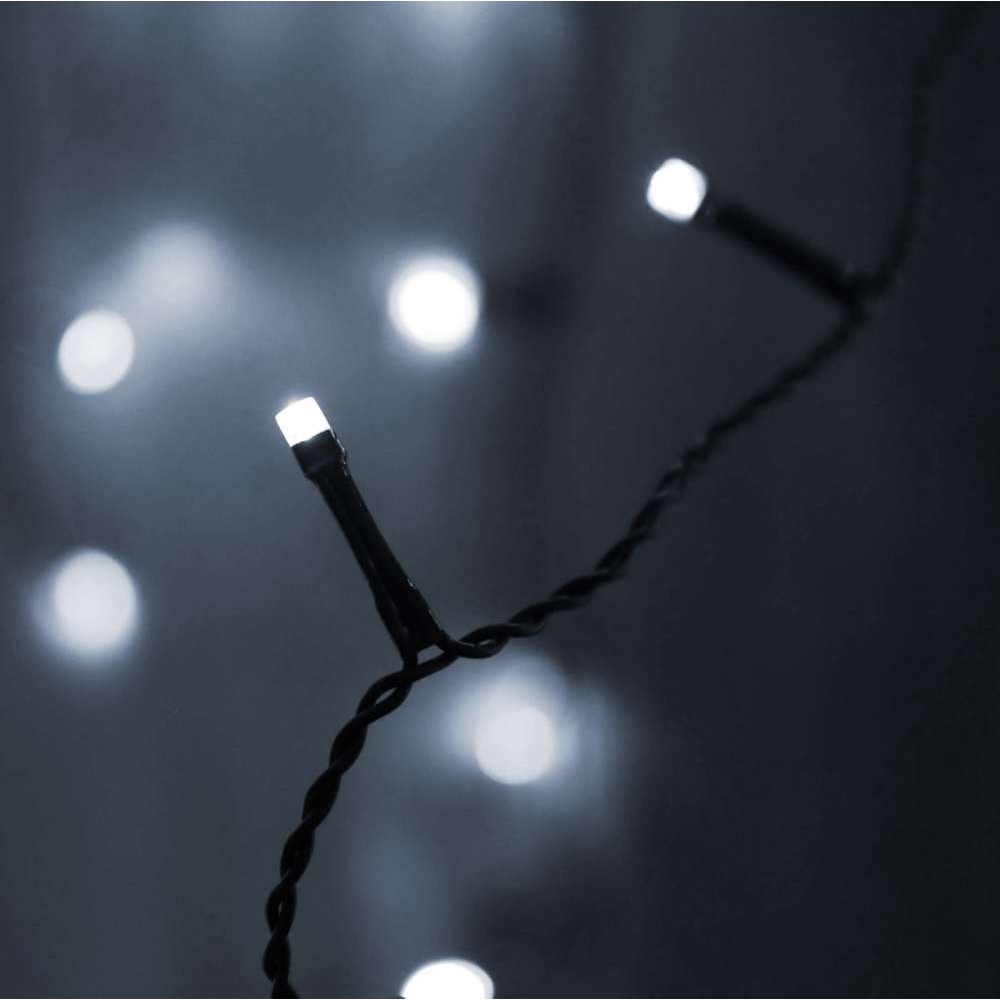 Instalatie de Craciun Flippy® Tip Franjuri, Flash, cu transformator, 10 m, 286 LED-uri, Interconectabila, Fir Negru, Alb Rece - imagine 4