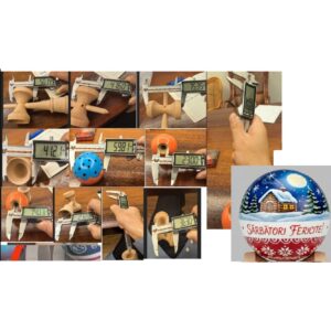 Kendama X Originala, Profesionala, Flippy, Christmas Super Sticky cu Cupe Mari V3, King Size Cups, Rulment Metalic si Gaura in Baza, din Lemn 18 cm, Ata 55 cm, Albastru/Rosu Sarbatori Fericite