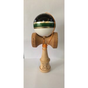 Kendama Originala X - ROYAL , Profesionala, Flippy, din Lemn, 18 cm, Verde-Gold
