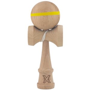 Kendama X Original?, Profesional?, Flippy, din Lemn, 18 cm, cu Dunga, Galben, Lemn