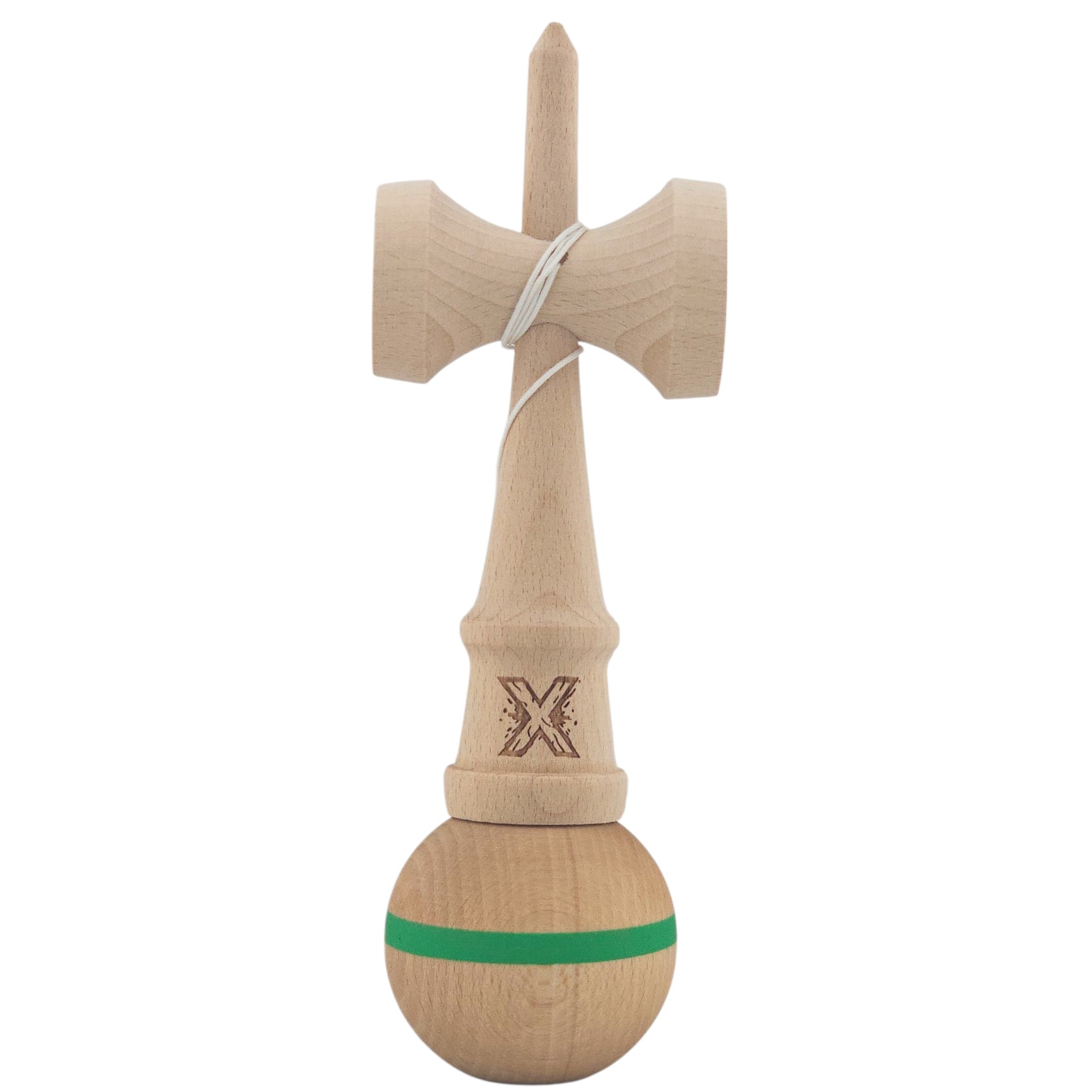 Kendama X Original?, Profesional?, Flippy, din Lemn,18 cm, Model cu Dunga Verde - imagine 3