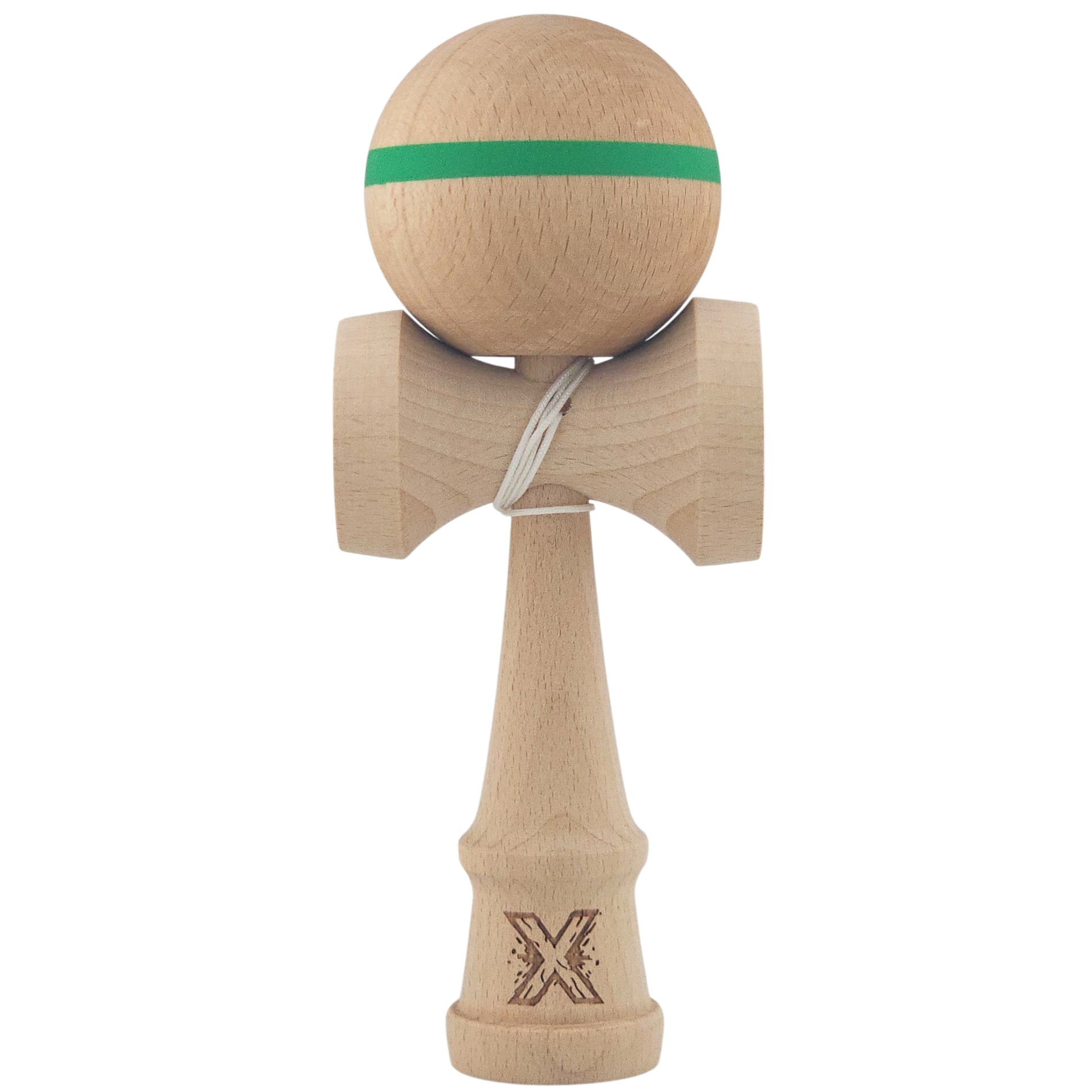 Kendama X Original?, Profesional?, Flippy, din Lemn,18 cm, Model cu Dunga Verde