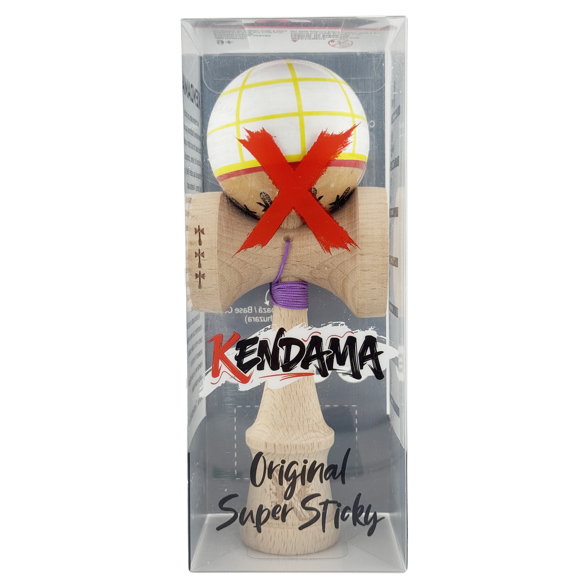 Kendama X Originala, Profesionala, Flippy, Big Cups V2, Model Glob Super Sticky Legendary Cupe Mari, Rulment Metalic cu Ata 55 cm, Alb/Galben/Rosu - imagine 4