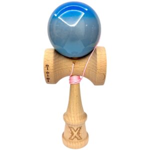 Kendama X Originala, Profesionala, Flippy Big Cups V2, Super Sticky din Lemn, 18 cm, Gradient Albastru/Gri/Bleu