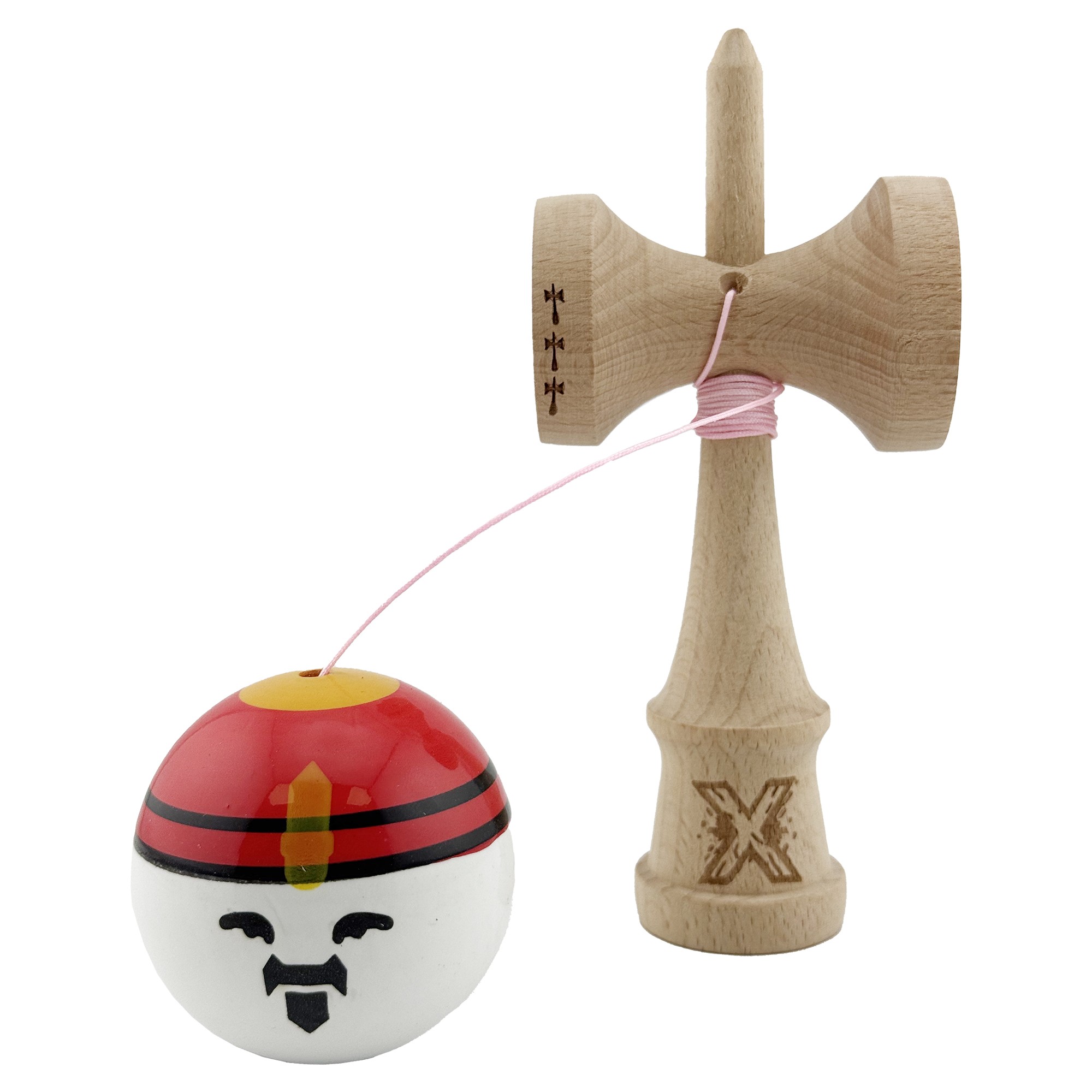 Kendama X Originala, Profesionala, Flippy, Big Cups V2, Model Rege Super Sticky Legendary Cupe Mari, Rulment Metalic cu Ata 55 cm, Maner Maro - imagine 3