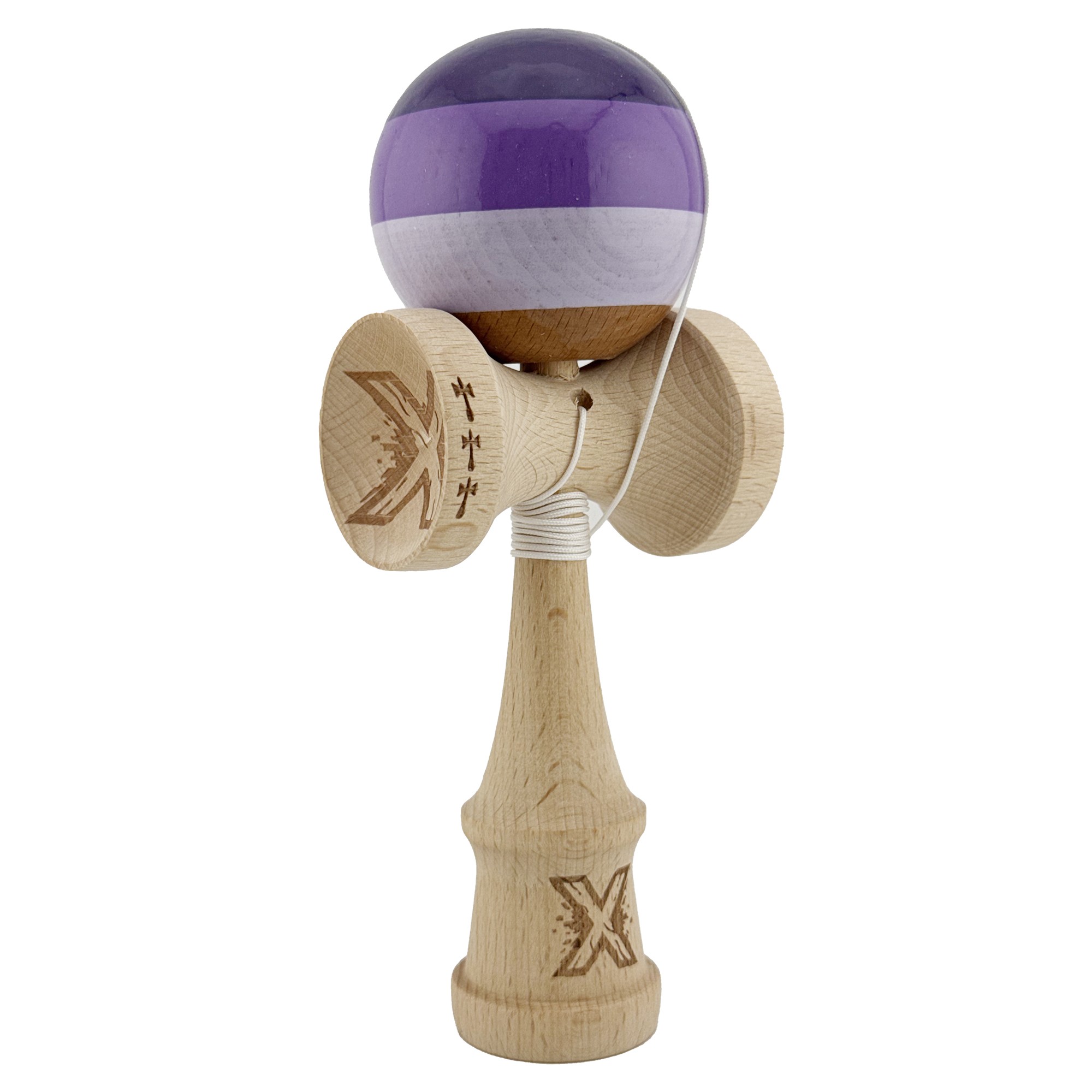 Kendama X Originala, Profesionala, Flippy, Big Cups V2, Super Sticky Legendary Cupe Mari, Rulment Metalic cu Ata 55 cm, Purpuriu/Mov/Lila - imagine 2