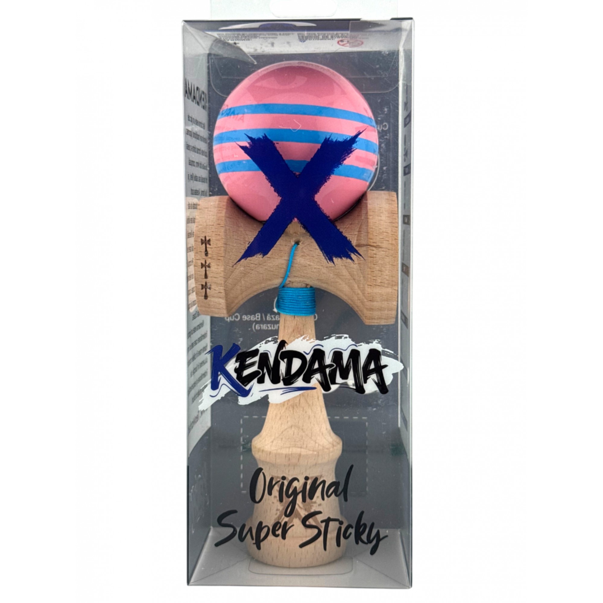 Kendama X Originala, Profesionala, Flippy, Big Cups V2, Super Sticky Legendary Cupe Mari, Rulment Metalic cu Ata 55 cm, Roz/Linii Albastre deschise - imagine 3