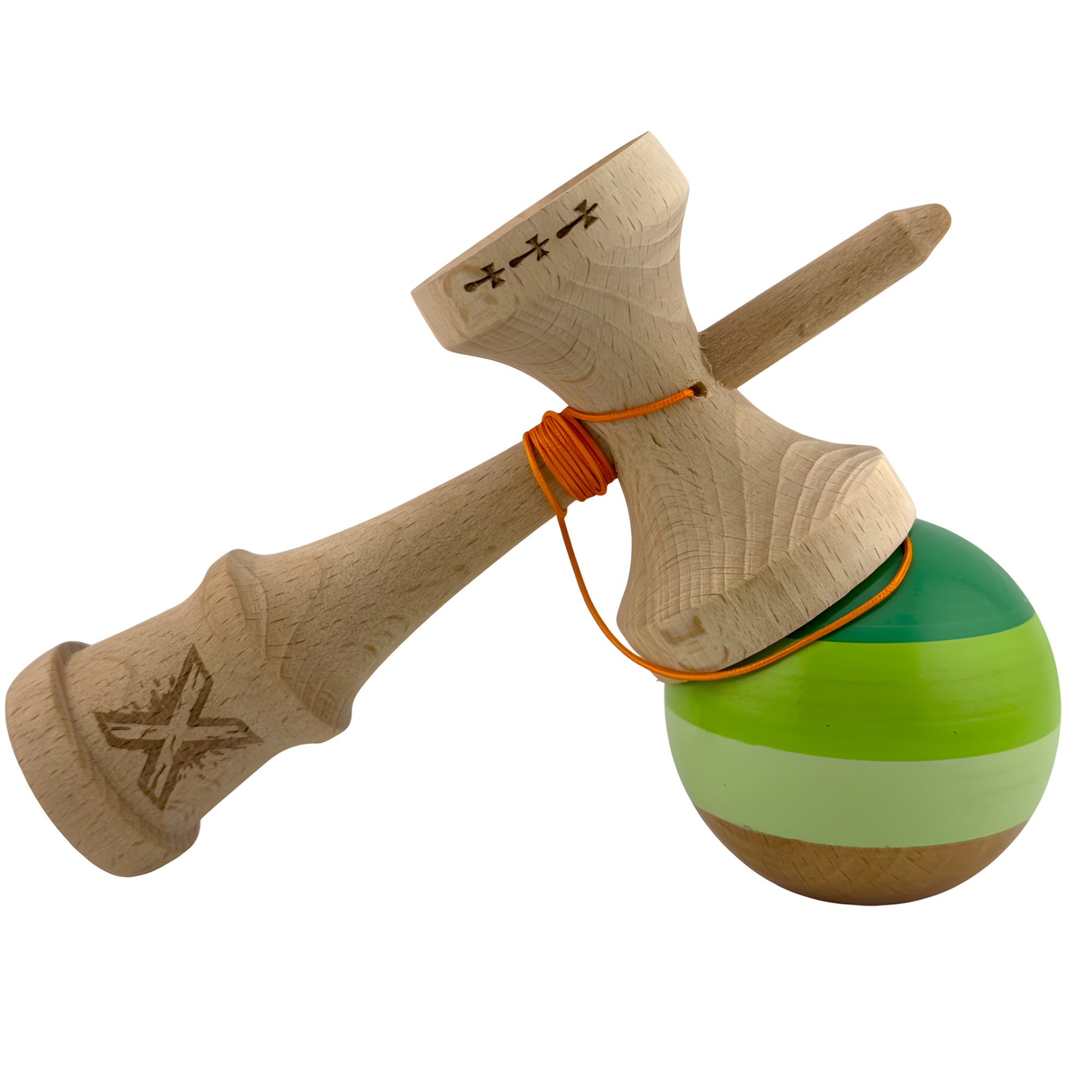 Kendama X Originala, Profesionala, Flippy, Big Cups V2, Super Sticky Legendary Cupe Mari, Rulment Metalic cu Ata 55 cm, Verde Mix - imagine 2