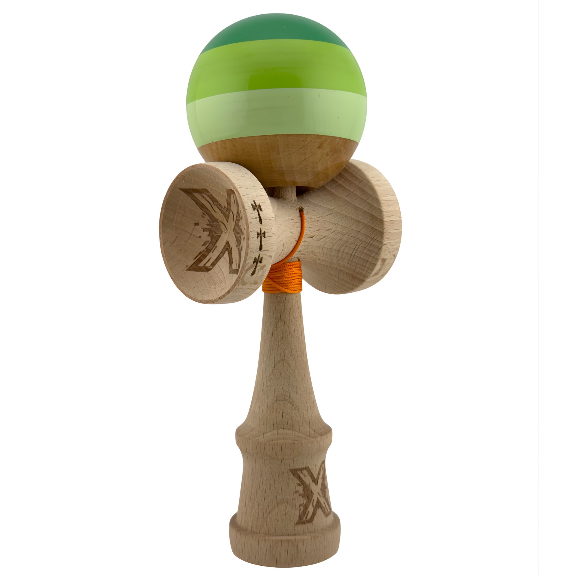 Kendama X Originala, Profesionala, Flippy, Big Cups V2, Super Sticky Legendary Cupe Mari, Rulment Metalic cu Ata 55 cm, Verde Mix - imagine 3