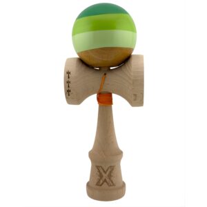 Kendama X Originala, Profesionala, Flippy, Big Cups V2, Super Sticky Legendary Cupe Mari, Rulment Metalic cu Ata 55 cm, Verde Mix