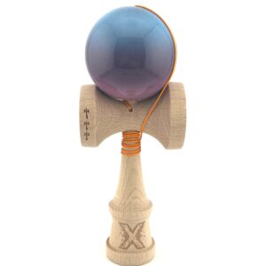 Kendama X Originala, Profesionala, Flippy, Big Cups V2, Super Sticky Legendary Cupe Mari, Rulment Metalic cu Ata 55 cm, Albastru/Mov/Roz