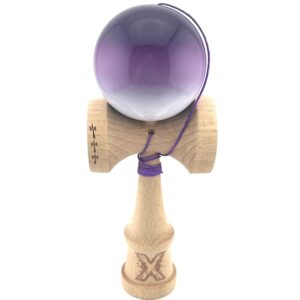 Kendama X Originala, Profesionala, Flippy, Big Cups V2, Super Sticky, Rulment Metalic cu Ata 55 cm,Mov/Alb
