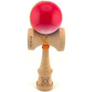 Kendama X Originala, Profesionala, Flippy, Big Cups V2, Super Sticky, Rulment Metalic cu Ata 55 cm, Rosu/Alb