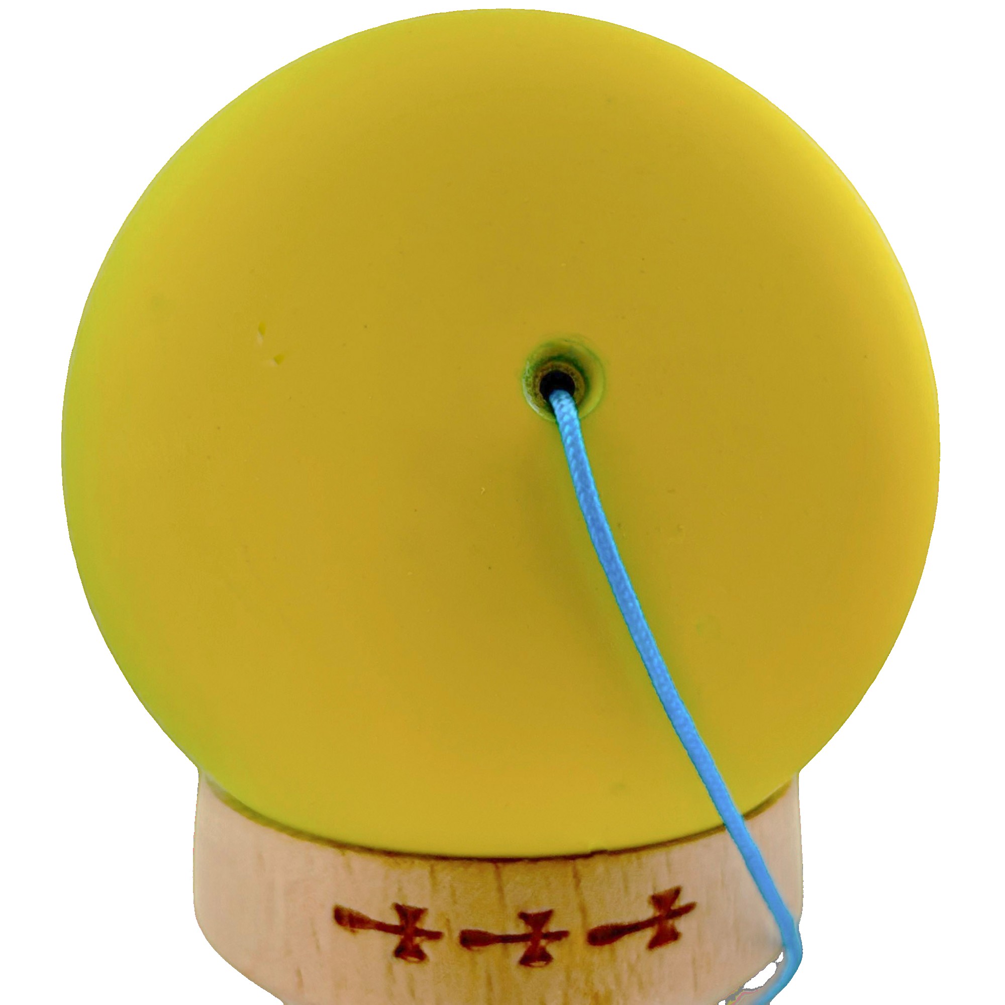 Kendama X Originala, Profesionala, Flippy, Big Cups V2, Rubber Grip cu Cupe Mari, Rulment Metalic cu Ata 55 cm, Gradient Galben/Albastru - imagine 2