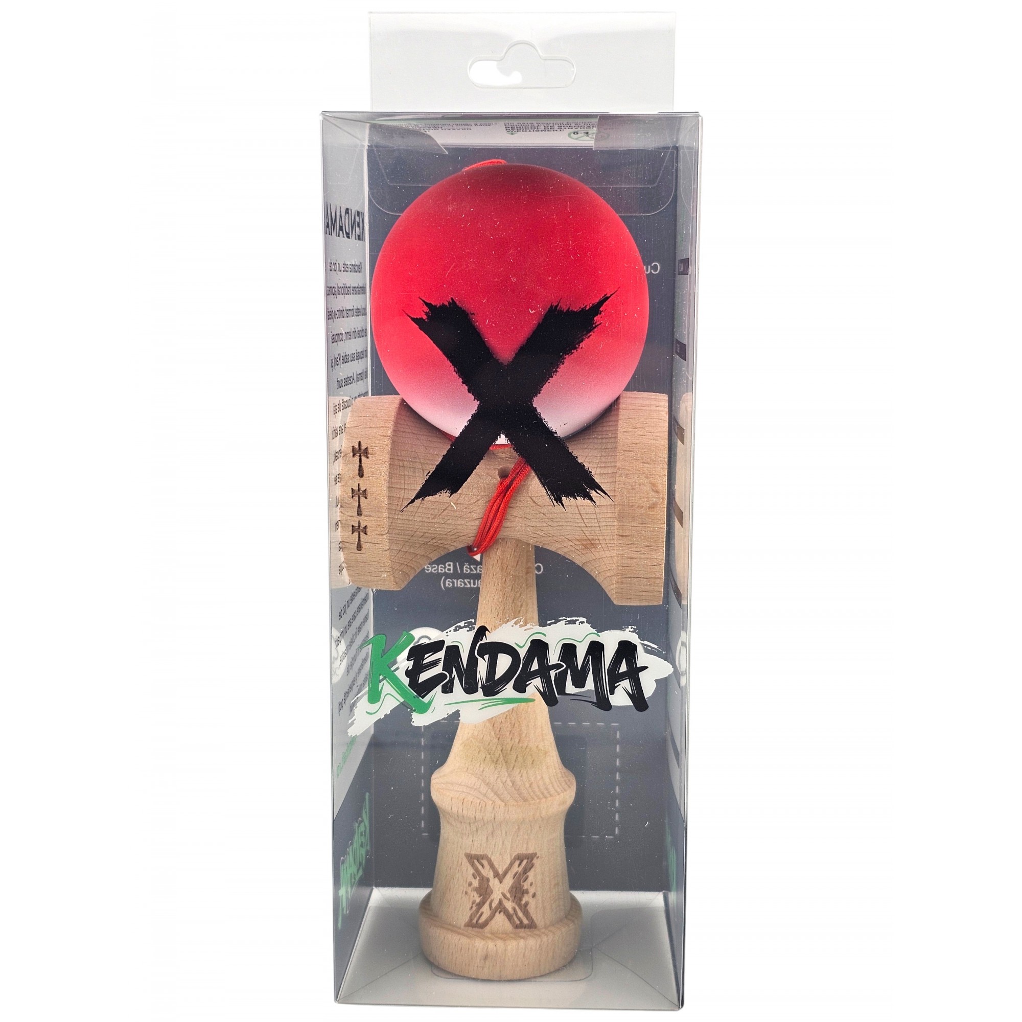 Kendama X Originala, Profesionala, Flippy, Big Cups V2, Rubber Grip cu Cupe Mari, Rulment Metalic cu Ata 55 cm, Gradient Rosu/Alb - imagine 4