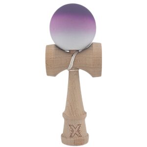 Kendama X Originala, Profesionala, Flippy, din Lemn, Rubber Grip, 18 cm, Negru/Maro/Alb