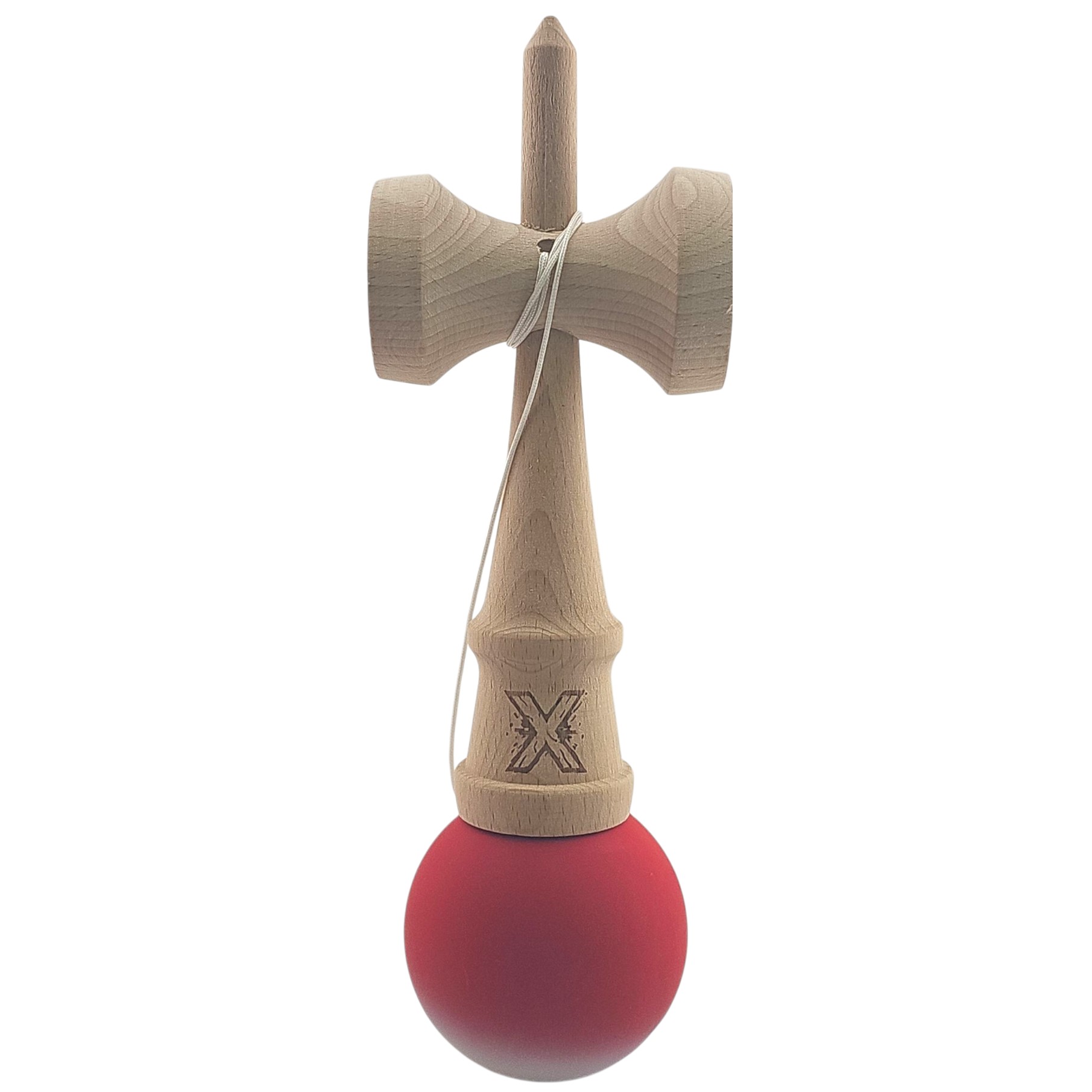 Kendama X Originala, Profesionala, Flippy, din Lemn, Rubber Grip, 18 cm, Rosu/Alb - imagine 3