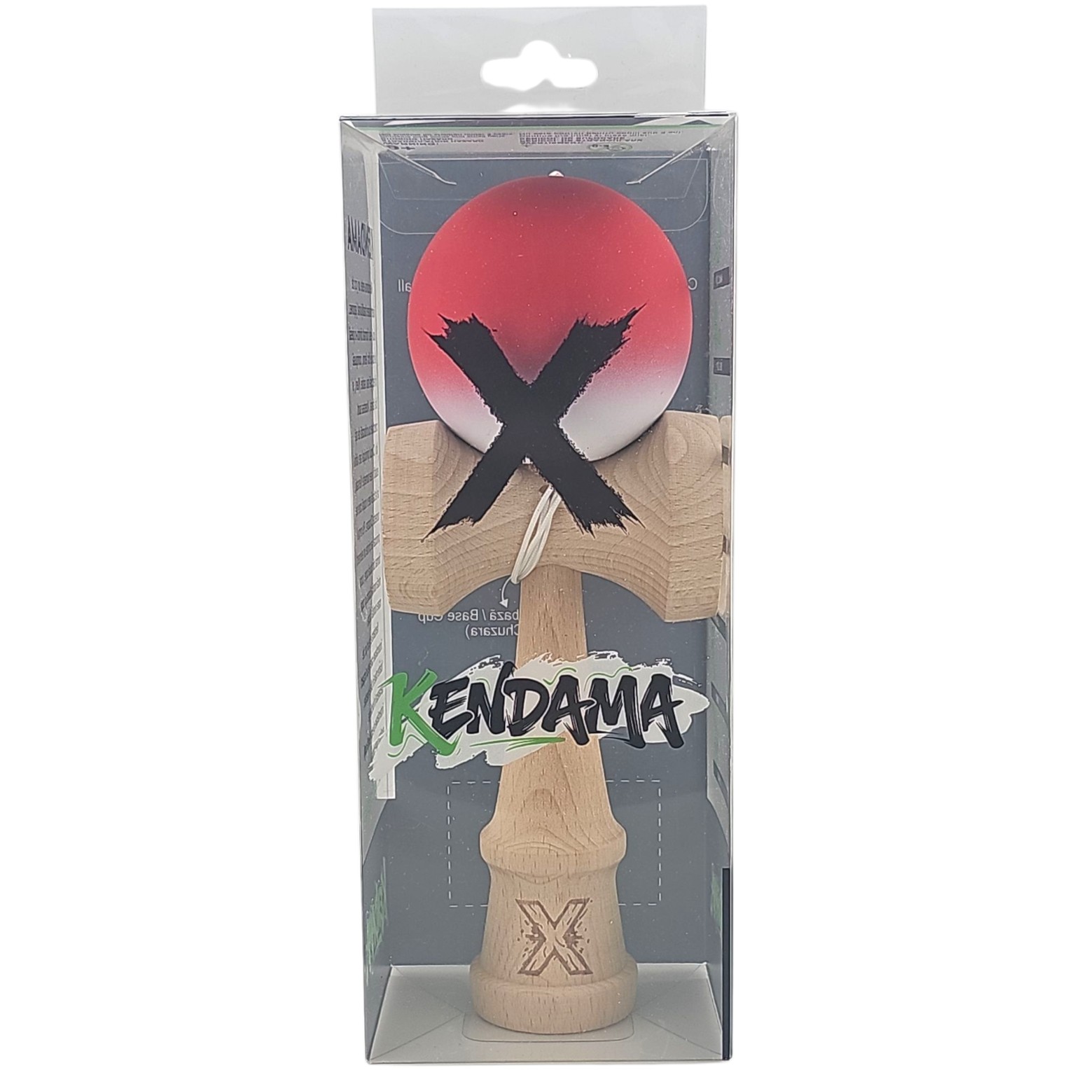 Kendama X Originala, Profesionala, Flippy, din Lemn, Rubber Grip, 18 cm, Rosu/Alb - imagine 4