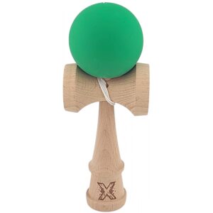 Kendama X Originala, Profesionala,  Flippy, din lemn, Rubber Grip, 18 cm, Verde